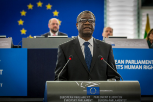 Denis Mukwege au Parlement Européen pour la remise de son prix Shakarov en 2014