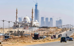 Photo du chantier de la nouvelle capitale administrative en mars 2021. Crédit photo : Ahmed Hasan pour l’AFP