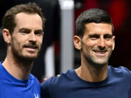 Andy Murray et Novak Djokovic lors de la Laver Cup, le 22 septembre 2022 0 Londres ( AFP / Glyn KIRK )