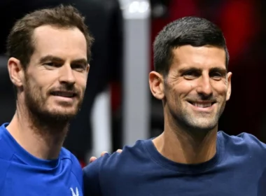 Andy Murray et Novak Djokovic lors de la Laver Cup, le 22 septembre 2022 0 Londres ( AFP / Glyn KIRK )