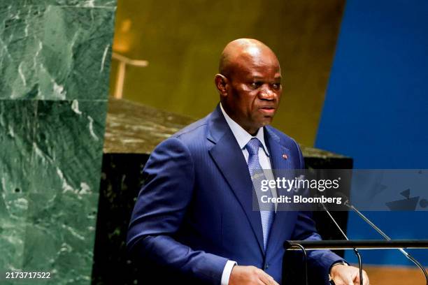 Getty Images: Brice Clotaire Oligui Nguema, Président du Gabon, parle lors de l’Assemblée générale des Nations Unies (UNGA) à New York, aux États-Unis, le jeudi 26 septembre 2024.