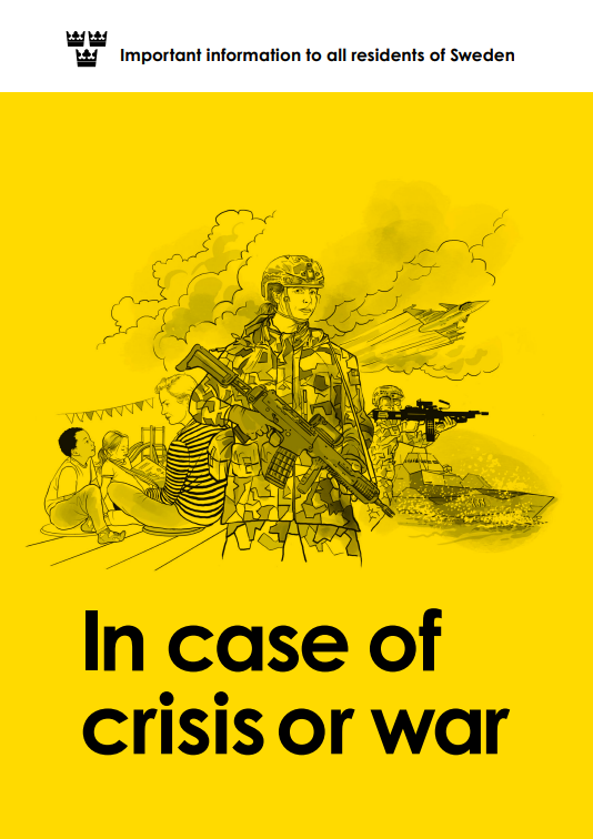 Image of the front cover of the Swedish manual "In case of crisis or war" 