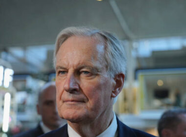 Michel Barnier, lors de la conférence Impact PME, le 28 novembre 2024, à Paris, FRANCE. (Photo by Remon Haazen/Getty Images)