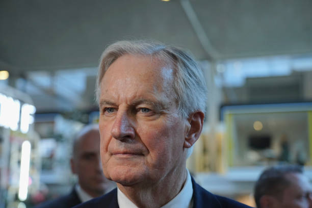 Michel Barnier, lors de la conférence Impact PME, le 28 novembre 2024, à Paris, FRANCE. (Photo by Remon Haazen/Getty Images)