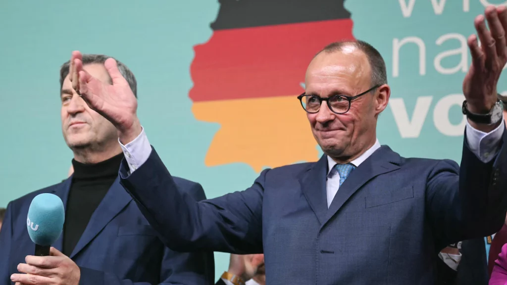 Friedrich Merz, chef de l'Union chrétienne-démocrate (CDU) et principal candidat de son parti au poste de chancelier ©AFP - MICHAEL KAPPELER - Getty Images